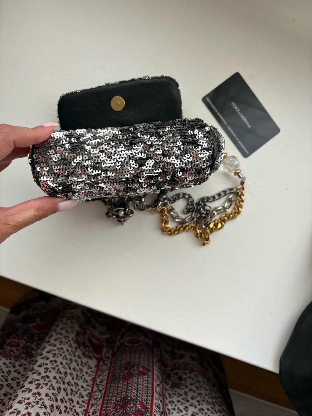 Dolce & Gabbana Silver and Black Sequin Mini Crossbody - Picture 4 of 5